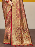 Maroon Satin Silk Saree With Blouse Piece