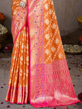 Orange Silk Saree With Blouse Piece