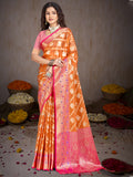 Orange Silk Saree With Blouse Piece