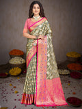 Grey Silk Saree With Blouse Piece