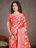 Pink Silk Saree With Blouse Piece