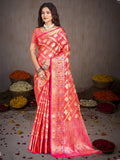 Pink Silk Saree With Blouse Piece