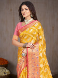 Yellow Silk Saree With Blouse Piece