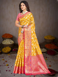 Yellow Silk Saree With Blouse Piece