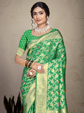 Green Silk Saree With Blouse Piece