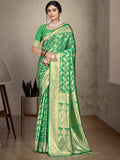 Green Silk Saree With Blouse Piece