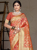 Orange Silk Saree With Blouse Piece