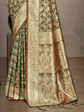 Olive Green Silk Saree With Blouse Piece