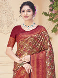 Maroon Silk Saree With Blouse Piece