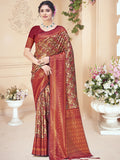 Maroon Silk Saree With Blouse Piece