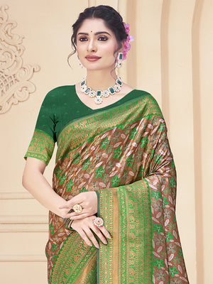 Green Silk Saree With Blouse Piece