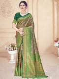 Green Silk Saree With Blouse Piece