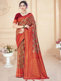 Red Silk Saree With Blouse Piece