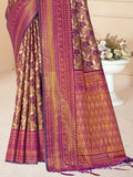 Burgundy Silk Saree With Blouse Piece