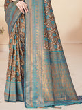 Sky Blue Silk Saree With Blouse Piece