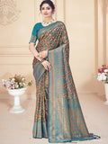 Sky Blue Silk Saree With Blouse Piece