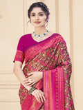 Pink Silk Saree With Blouse Piece