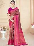 Pink Silk Saree With Blouse Piece