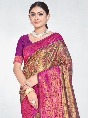 Pink Silk Saree With Blouse Piece