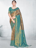 Blue Silk Saree With Blouse Piece