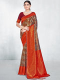 Red Silk Saree With Blouse Piece