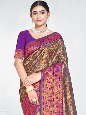 Purple Silk Saree With Blouse Piece