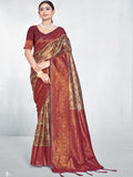 Maroon Silk Saree With Blouse Piece