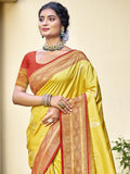 Yellow Silk Saree With Blouse Piece