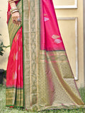 Pink Silk Saree With Blouse Piece