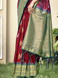 Maroon Silk Saree With Blouse Piece