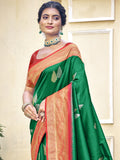 Green Silk Saree With Blouse Piece