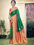 Green Silk Saree With Blouse Piece