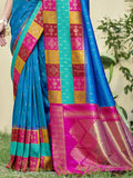 Blue Silk Saree With Blouse Piece