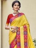 Yellow Silk Saree With Blouse Piece