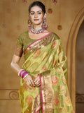 Green Organza Saree With Blouse Piece