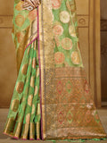 Green Organza Saree With Blouse Piece