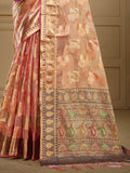 Peach Organza Saree With Blouse Piece