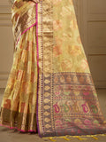 Beige Organza Saree With Blouse Piece