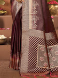 Brown Satin Saree With Blouse Piece