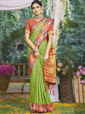 Green Silk Saree With Blouse Piece