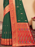 Green Silk Saree With Blouse Piece