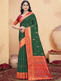 Green Silk Saree With Blouse Piece