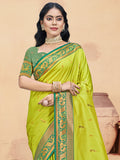 Green Silk Saree With Blouse Piece