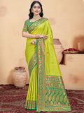 Green Silk Saree With Blouse Piece