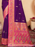 Wine Silk Saree With Blouse Piece