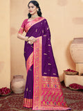 Wine Silk Saree With Blouse Piece