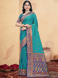 Blue Silk Saree With Blouse Piece