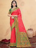 Pink Silk Saree With Blouse Piece