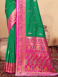 Teal Silk Saree With Blouse Piece