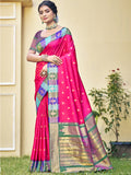 Pink Silk Saree With Blouse Piece